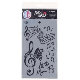 STENCIL MSB005 LET THE MUSIC FLY 14.5X24CM