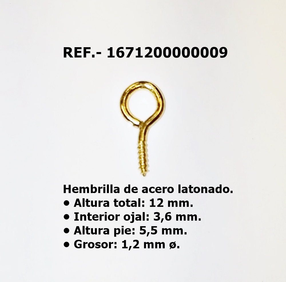 HEMBRILLA DORADA 12mm x 3.6mm
