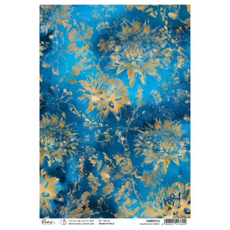 Papel Arroz CBRP313 A4 Golden Blue Cobalt
