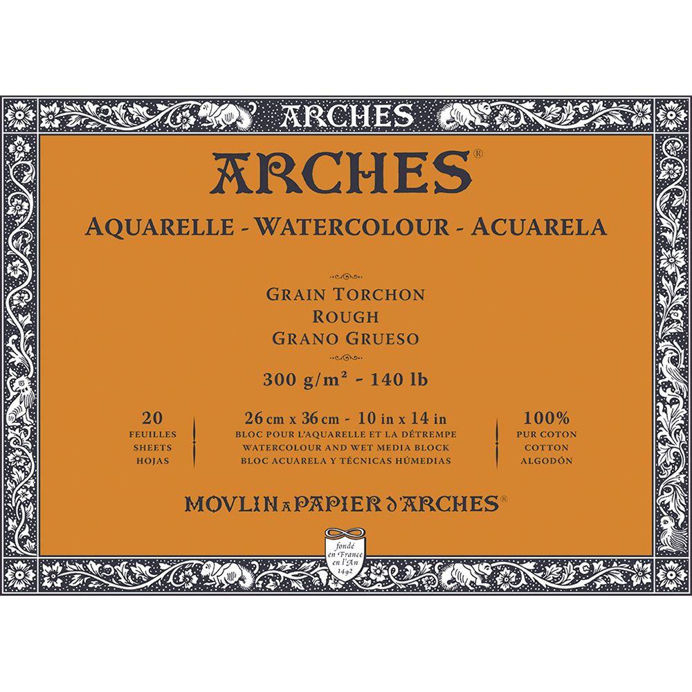 BLOC ENC .4L ARCHES G.GRUESO 26X36CM. (20HJ) 300GR. BLANCO NATURAL